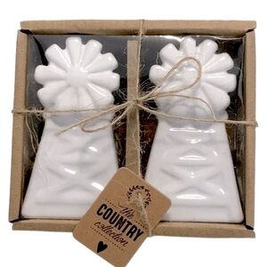 Farmhouse Windmill Salt and Pepper Shaker Set Ceramic Classic White